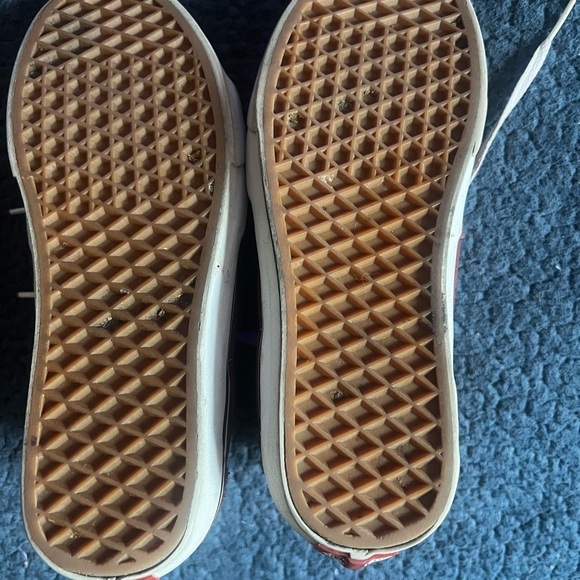 Vans Red and White Sneakers with Waffle Sole Design - Picture 3 of 6